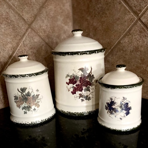 Vintage TRUE WORLD China Fruit Green Red Black Grapes Ceramic Canisters Storages - Picture 11 of 11